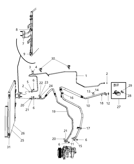 Line A/C Suction And Liquid Includes: O - Rings Diagram for 68069564AA