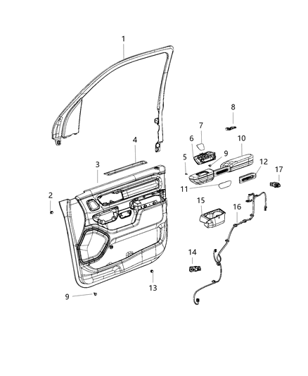 Lamp Map Pocket LED Below Armrest Diagram for 68376335AB