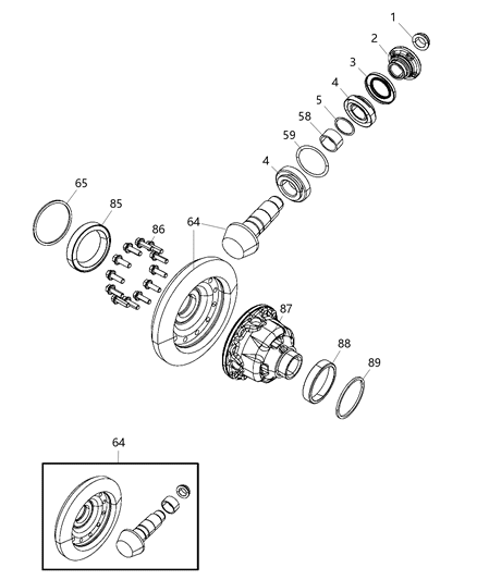 2020 Ram 2500 Shim Differential Bearing 130Mm X 4.16Mm Diagram for 68034522AA