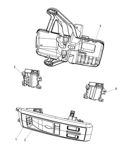 2011 Ram 1500 Retainer Overhead Console Bracket Diagram for 55365119AB