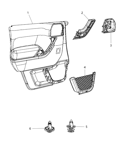 Panel Front Door Trim Diagram for 1WV261X9AA