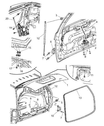 2006 Dodge Durango Latch Lift Gate Diagram for 4589066AB