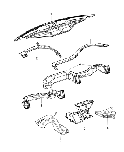 Duct Floor Right Lower Diagram for 68148966AB
