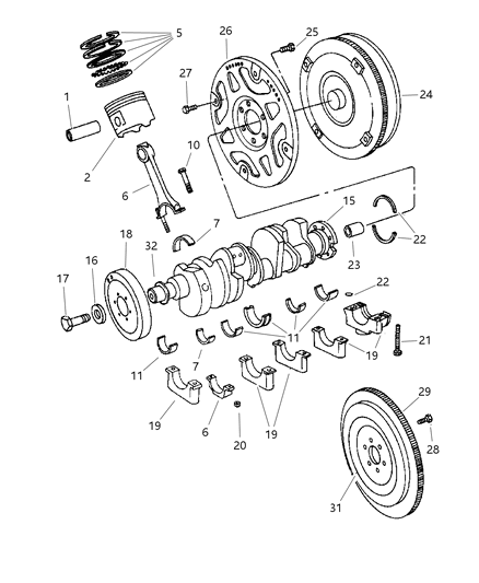 2000 Dodge Dakota Piston Pin And Rod B - Size Diagram for 4778871AC