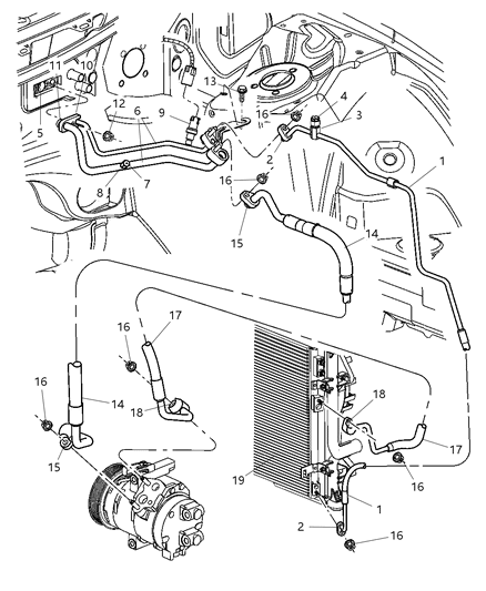 2016 Chrysler Town & Country Line A/C Liquid Diagram for 4596557AC