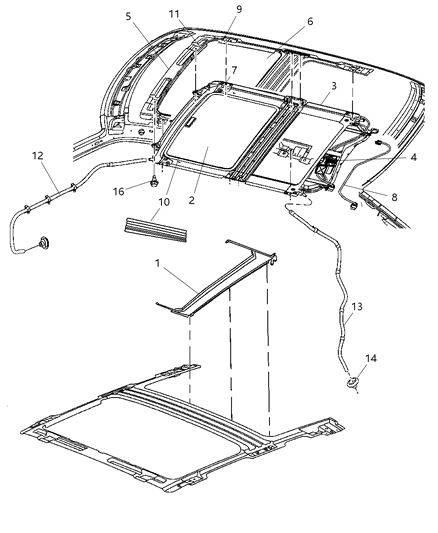 2009 Jeep Patriot Cover Sunroof Mechanism Diagram for 5137558AB