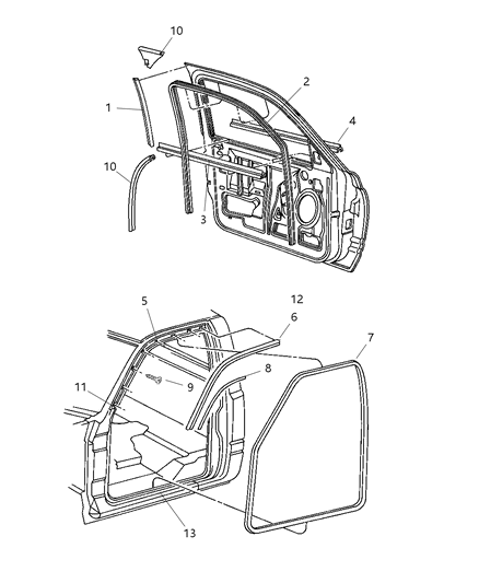 1989 Dodge B150 Seal Bodyside Foam Block Diagram for 55275508AA