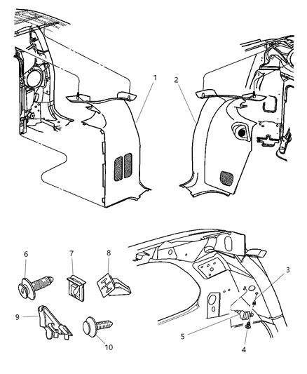2011 Dodge Charger Fastener Trim Panel Attaching Diagram for 6505340AA