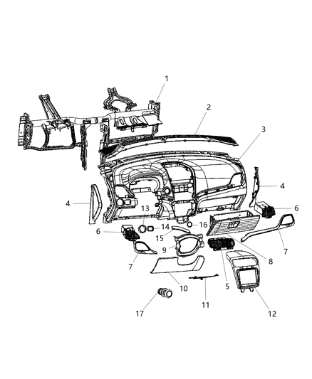 Applique Instrument Panel Diagram for 1SJ42JSLAB