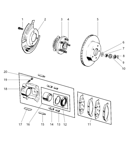 1990 Jeep Grand Wagoneer Rotor Brake Diagram for 2AMV6434AA