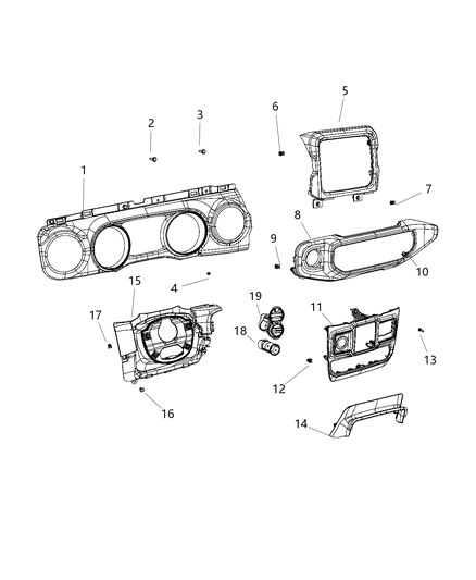 Bezel Instrument Panel Center Diagram for 6CB71TX7AC
