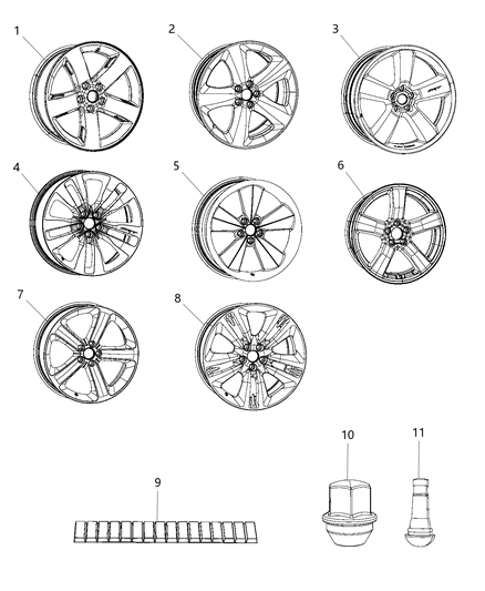 1995 Dodge B1500 Wheel Aluminum Diagram for 5PE921AUAA