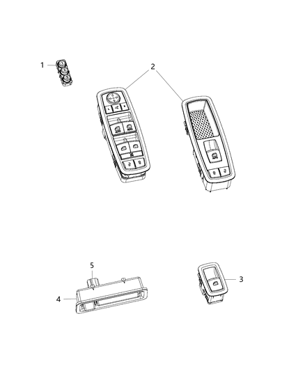 Switch And Bezel Front Door Diagram for 68141894AA