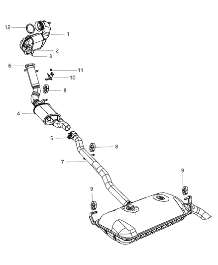 Muffler And Tailpipe Exhaust Diagram for 5147047AB