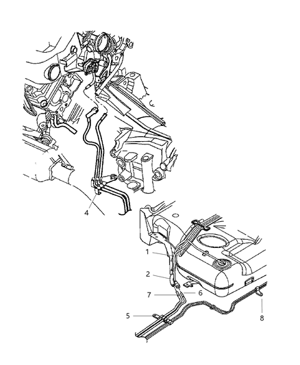 1996 Chrysler Town & Country Clip Fuel Line Diagram for 5010229AA