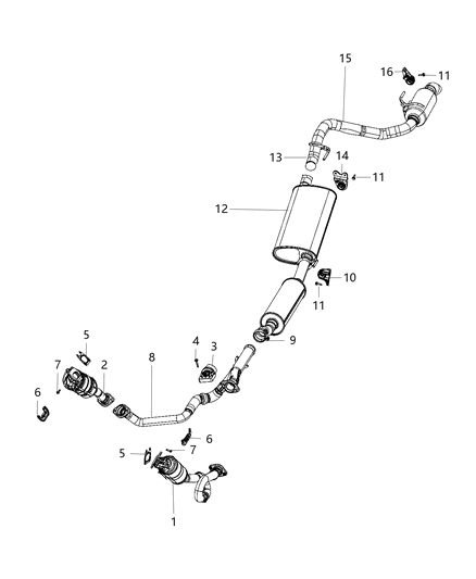 2009 Jeep Commander Pipe And Converter Exhaust Diagram for 68252390AG