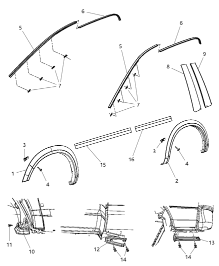 Molding Wheel Opening Flare Diagram for 1TD26TZZAA