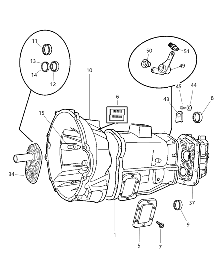 2001 Dodge Ram 1500 Seal, Adapter Main Shaft (1.938 ID & 2.563 OD) Diagram for 4269956