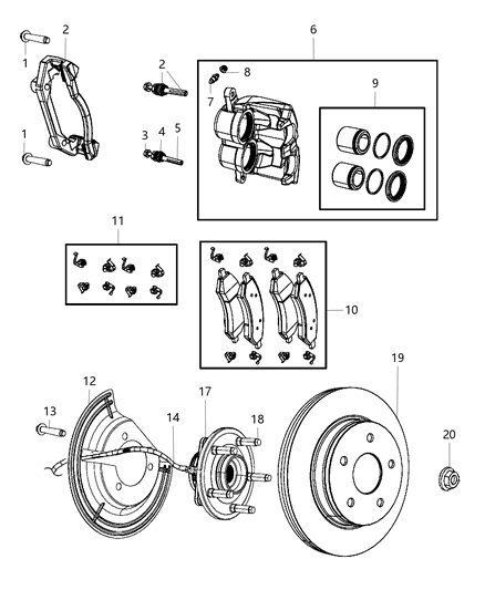 Hub And Bearing Brake Front Diagram for 4779829AD