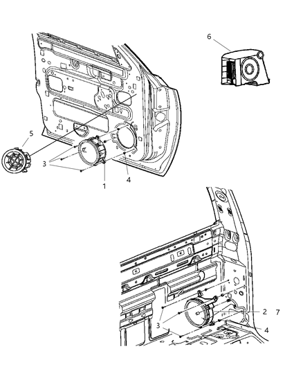 2009 Chrysler PT Cruiser Speaker 6.5" Diagram for 56046170AA