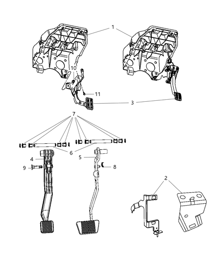 1988 Chrysler New Yorker Bushing Brake Pedal Diagram for 52010309AA
