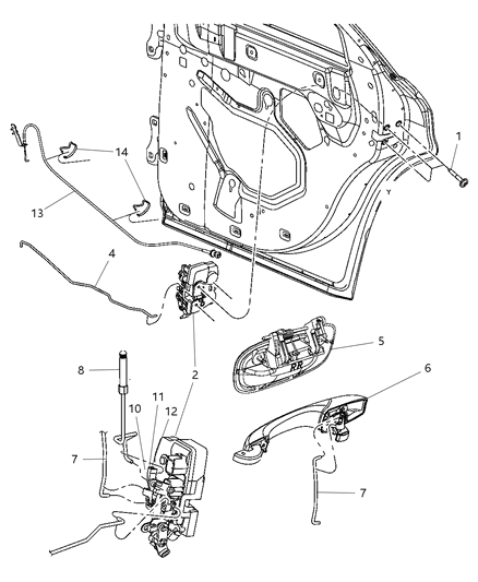 Latch Rear Door Diagram for 4589043AD