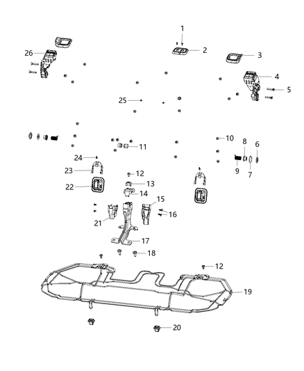 2012 Jeep Grand Cherokee Bracket Seat Support Diagram for 6BV76DX9AB