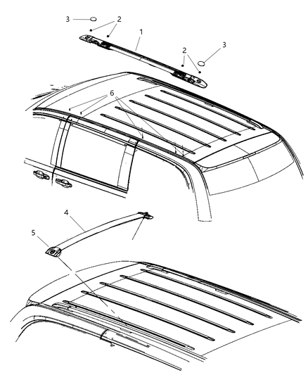 1993 Jeep Cherokee Rail Luggage Rack Cross Diagram for 68078088AA