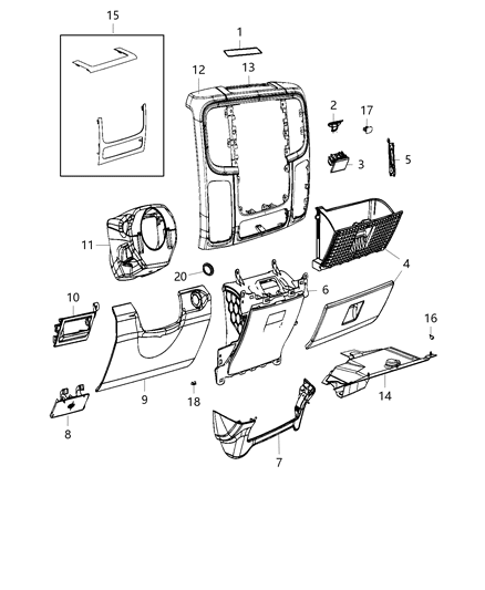 Cover Steering Column Opening Diagram for 1WQ361L1AE