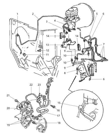 Hose Assembly, Front Brake Up To 8-20-93, Right Diagram for V1128675AA