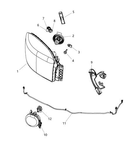 Lamp Headlamp Parking And Turn Diagram for 68001485AD
