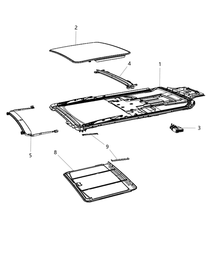2001 Chrysler 300M Trim Ring Sunroof Diagram for 68159131AA