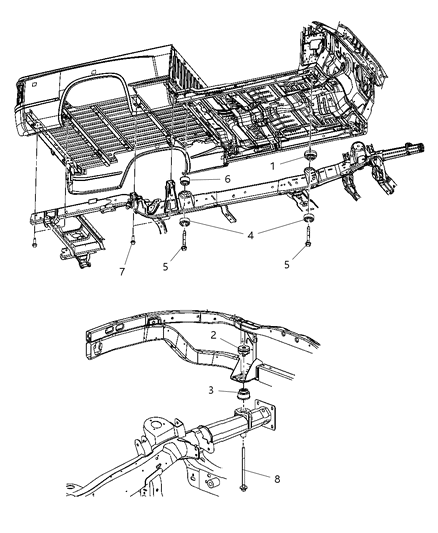 2008 Dodge Dakota Isolator Frame To Body Diagram for 52013747AA