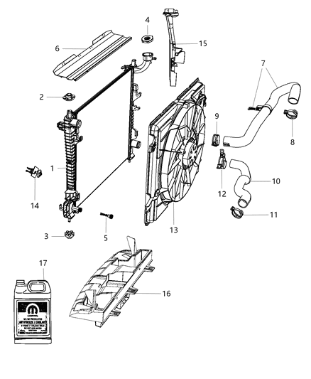Hose Radiator Inlet Diagram for 55038026AE
