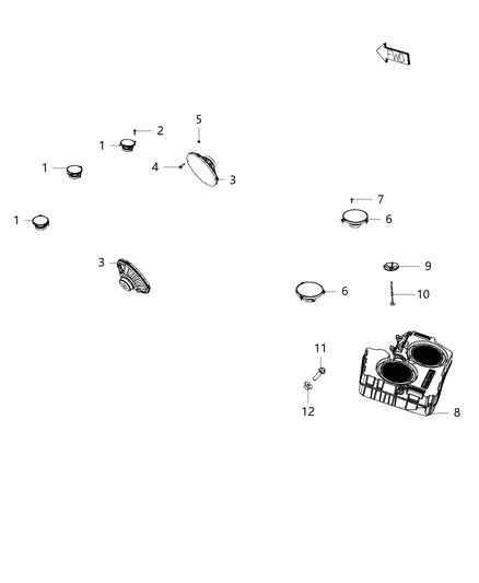 2018 Dodge Challenger Speaker Front 6X9 Diagram for 5091042AC