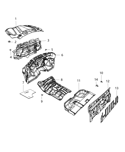 2008 Jeep Liberty Silencer Floor Pan Under Rear Seat Diagram for 68245835AB