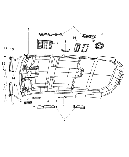 2008 Chrysler Town & Country Headliner Diagram for 1UG07HDAAA