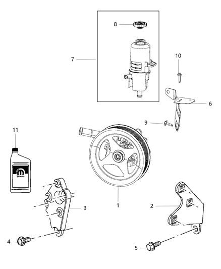 Reservoir Power Steering Fluid Includes Reservior Cap Diagram for 68193090AB