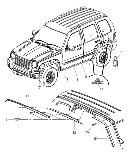 Molding A Pillar Diagram for 55360688AB