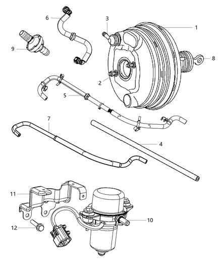 1995 Dodge B2500 Booster Power Brake Diagram for 68089130AA
