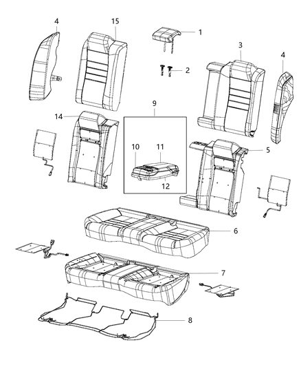 2006 Dodge Ram 2500 Cover Rear Seat Cushion Diagram for 5ZC43LK5AA