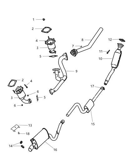 2004 Chrysler Sebring Gasket, Manifold Exhaust Flange To Manifold Diagram for E0031597