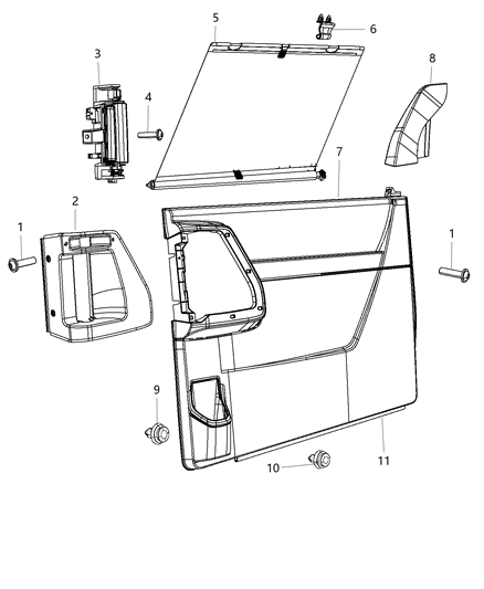 Panel Sliding Door Trim Diagram for 1UW12BD1AA