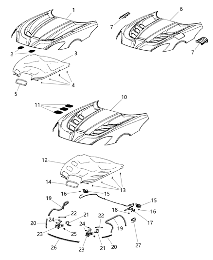 2025 Jeep Wagoneer Bezel Hood Diagram for 68260186AA