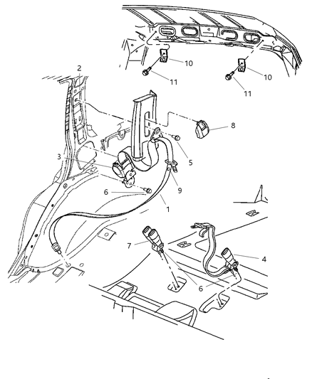 Adjuster Seat Belt Turning Loop Diagram for 55196689AB