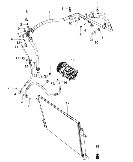 2009 Dodge Durango Line A/C Discharge Diagram for 68227756AB