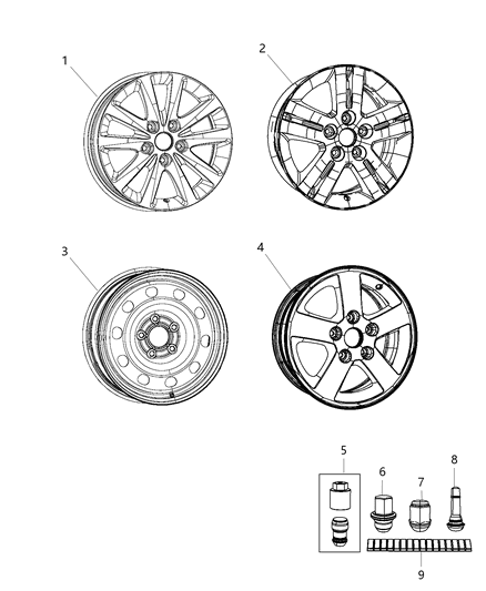1998 Chrysler Cirrus Lock Set Wheel Diagram for 4721954AB