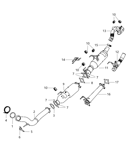 2007 Dodge Sprinter 2500 Pipe Exhaust Front Diagram for 52121890AE
