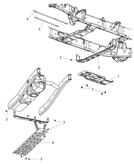 Skid Rail Underbody Diagram for 68213435AA
