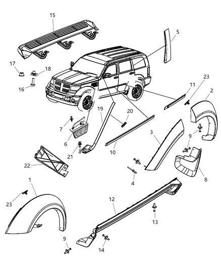 Clip Repair Windshield Molding Attach Diagram for 5191598AA